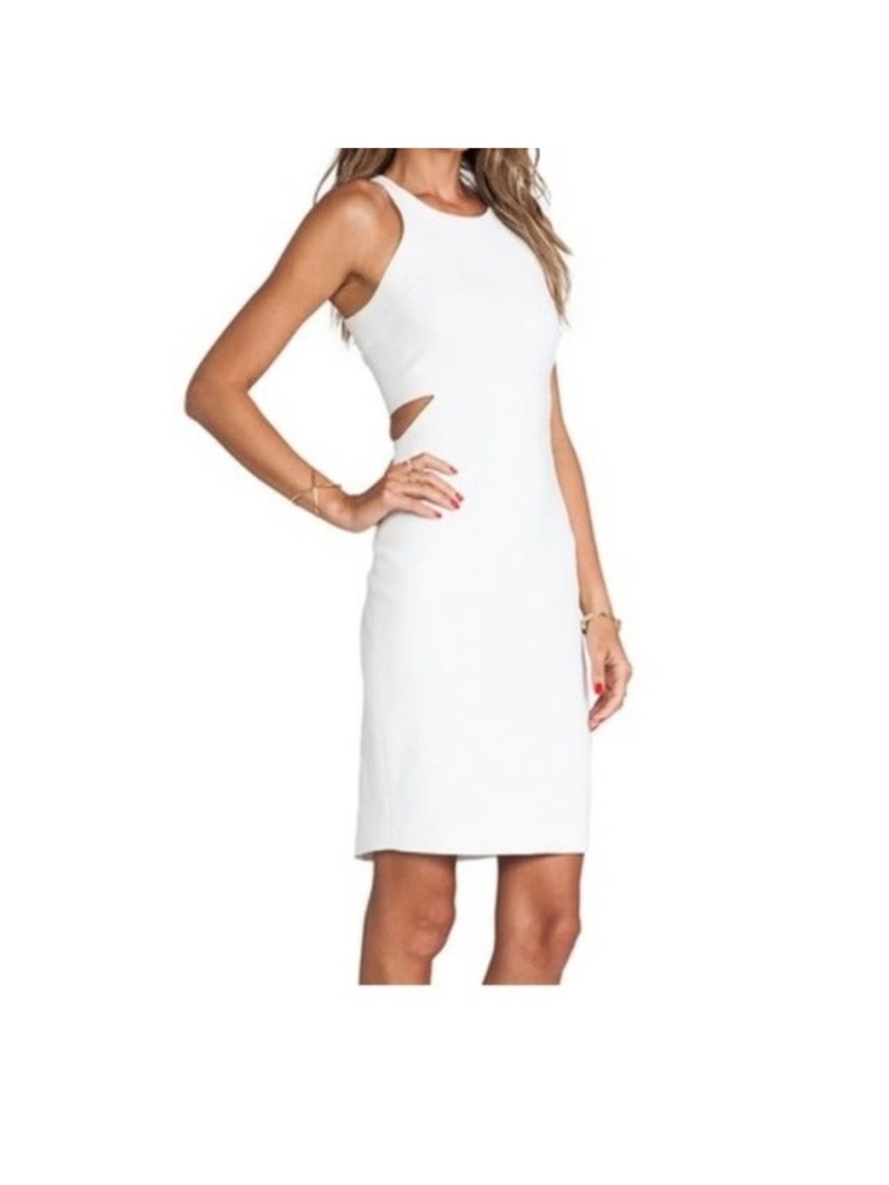 Elizabeth and James White Sleeveless Cutout Sheath Dress